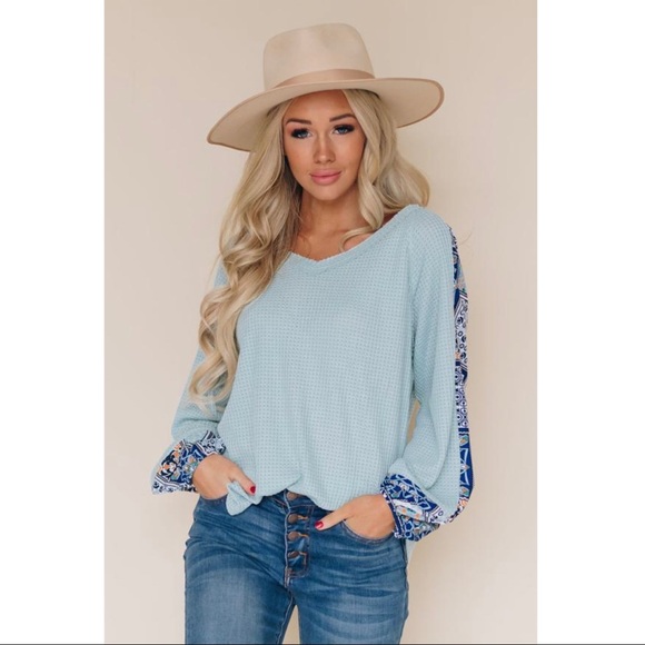 Mod Sky Shake It Up Thermal Long Sleeved Top Blue - Picture 1 of 3